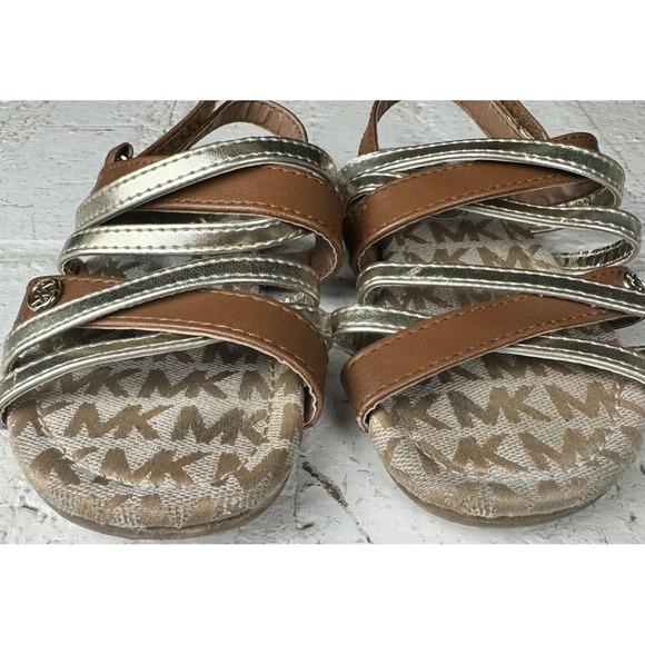 Michael Kors Baby‎ Girl Sandals Brown & Gold Size 10 Pre-owned - Picture 5 of 10